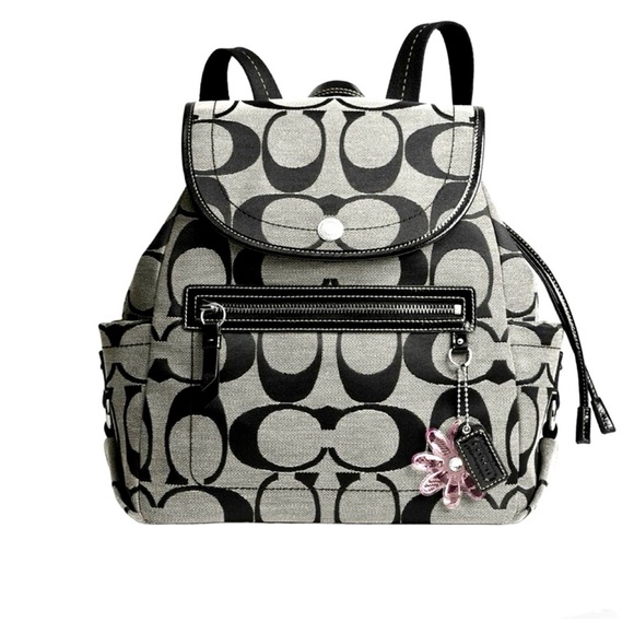 Coach Kyra Signature C Backpack Jacquard in Black/Silver - Picture 2 of 10